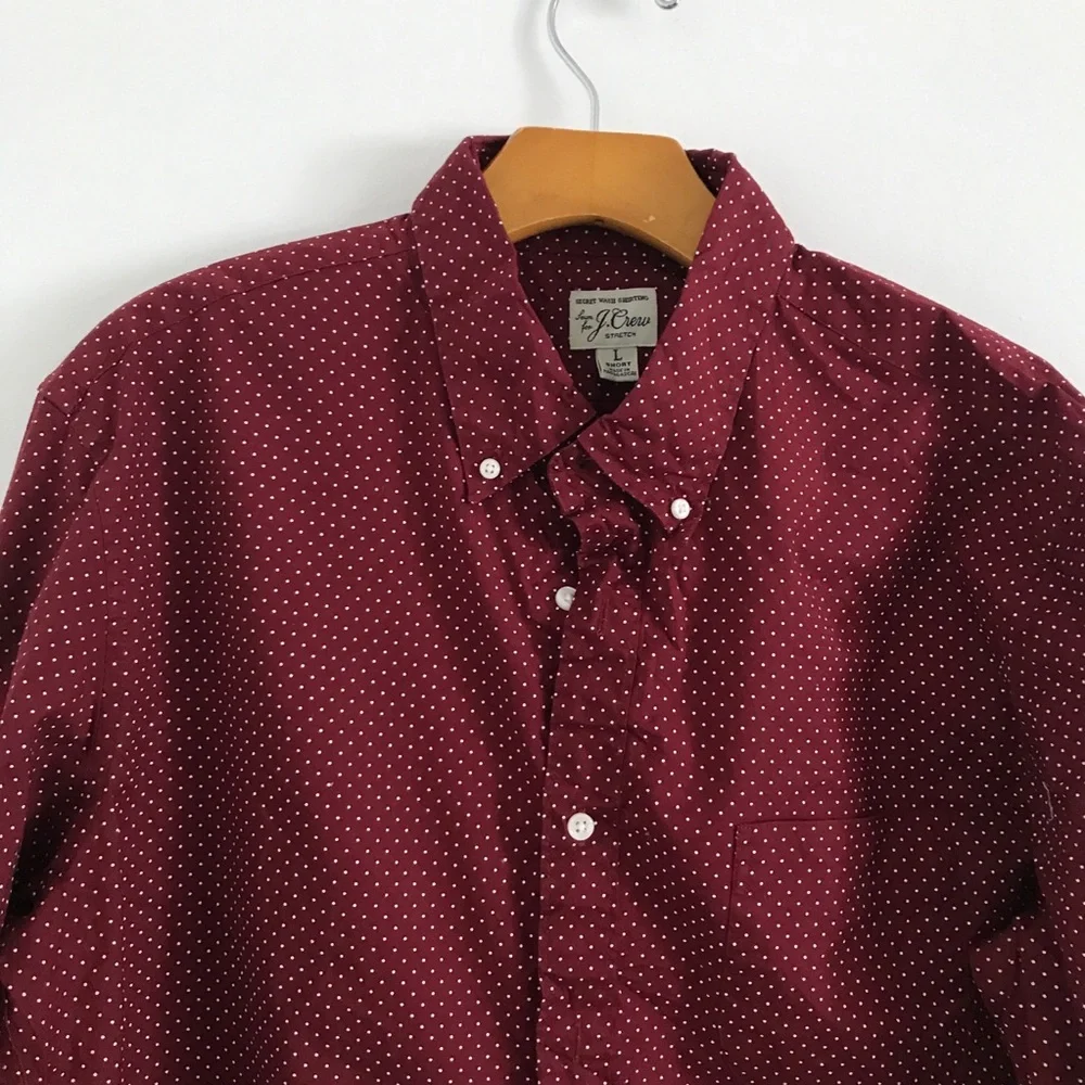 J CREW BURGUNDY DRESS SHIRT LONG SLEEVE BUTTON SLIM UNTUCK WOMENS LARGE